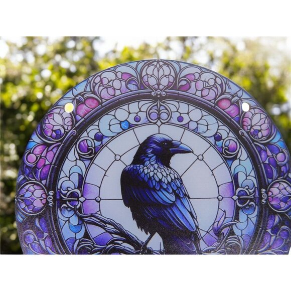 Raven Stained Glass Look Suncatcher 5.9" Acrylic Wall Hanging Décor - Picture 5 of 7